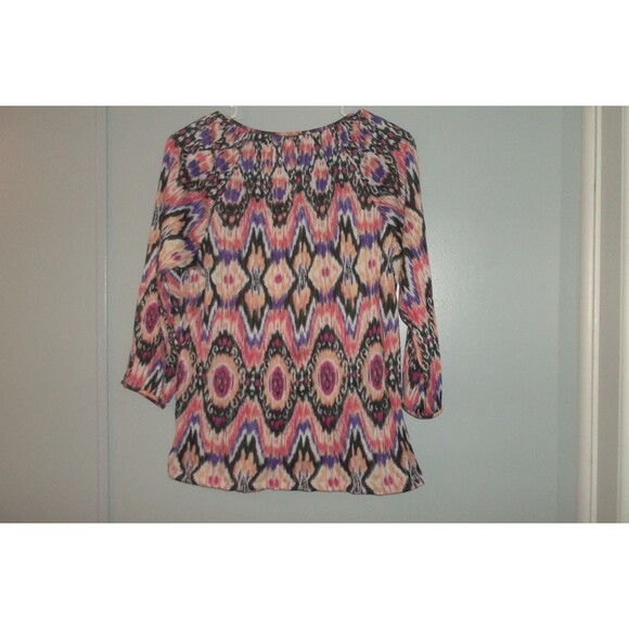 Chico’s 0 (S) Geometric Print Shirt Blouse Multi Color 3/4 Sleeves - Picture 5 of 5